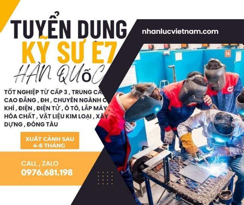 THÔNG BÁO TUYỂN DỤNG KỸ SƯ E7 HÀN QUỐC